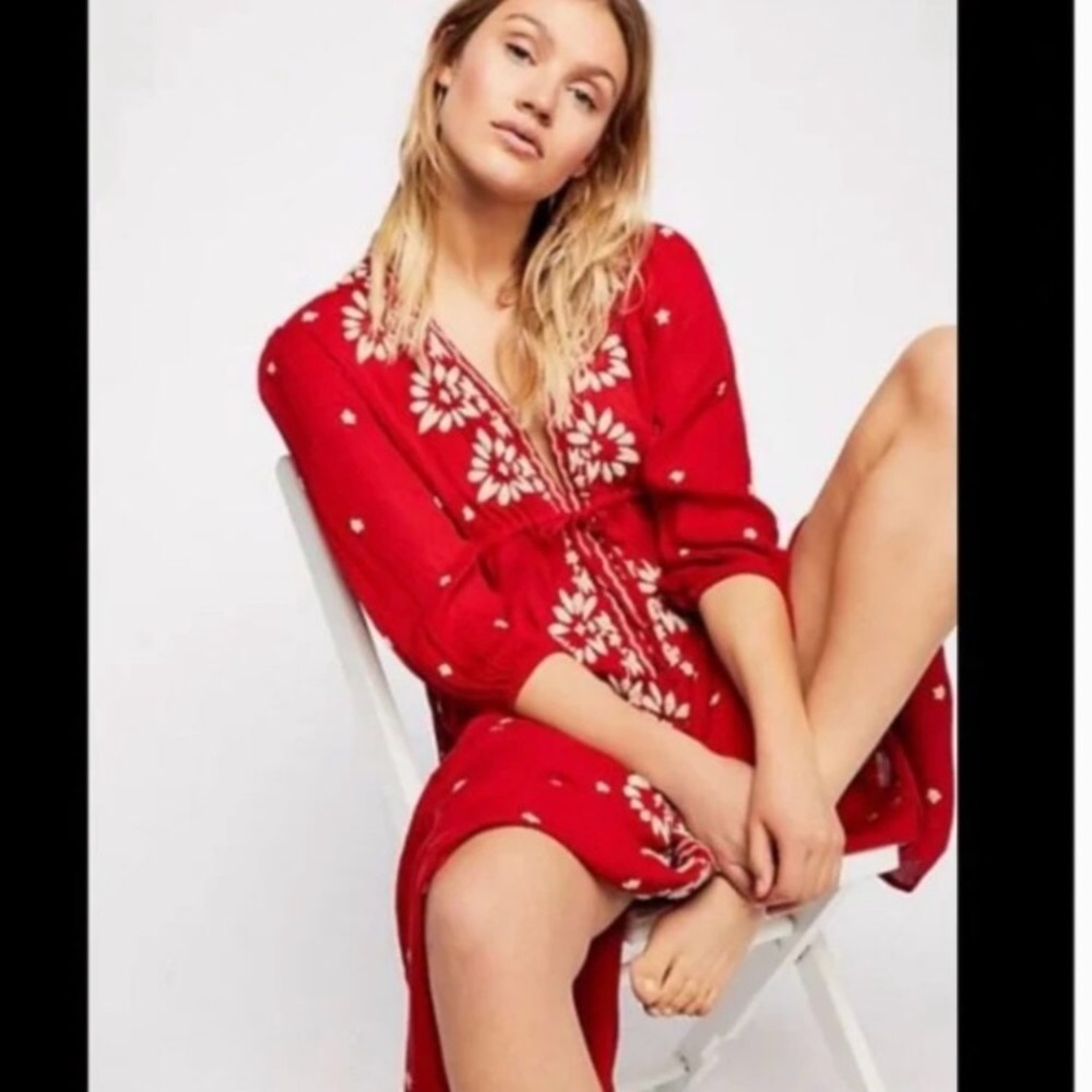 NWOT Free People Embroidered Fable Midi Dress